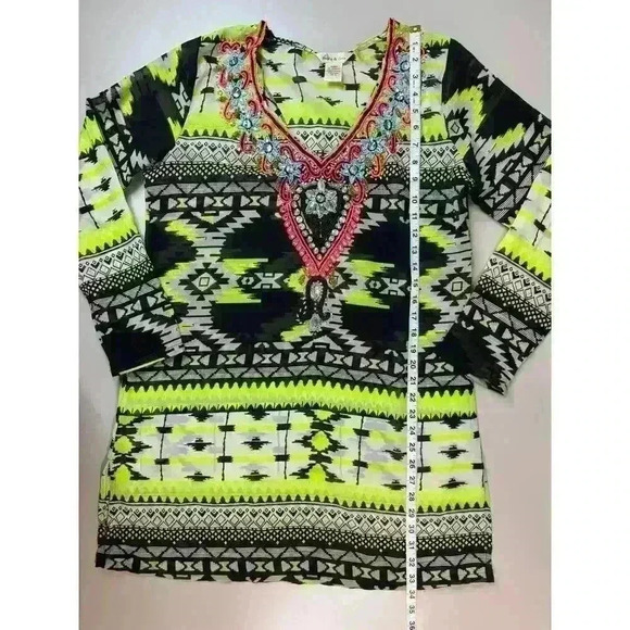 Lucky & Coco Medium Tunic Beach Wear Swim Cover Up Heavily Beaded Embellished - Picture 6 of 13